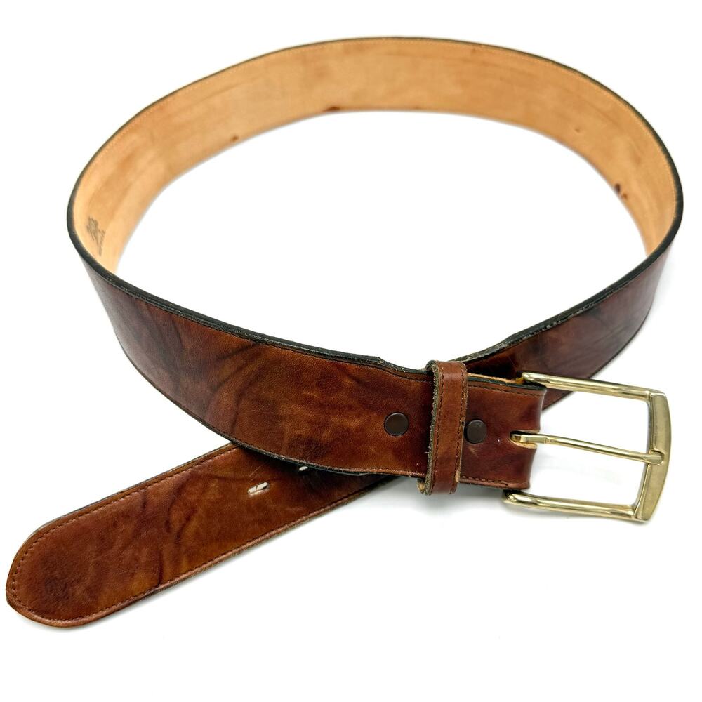 Vintage Tony Lama Marbled Brown Leather Western Belt 34 Made in USA Cowboy 47624